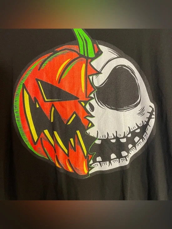 Disney Jack Skellington Pumpkin Face T-Shirt Black XL Halloween Nightmare Before - Picture 3 of 10